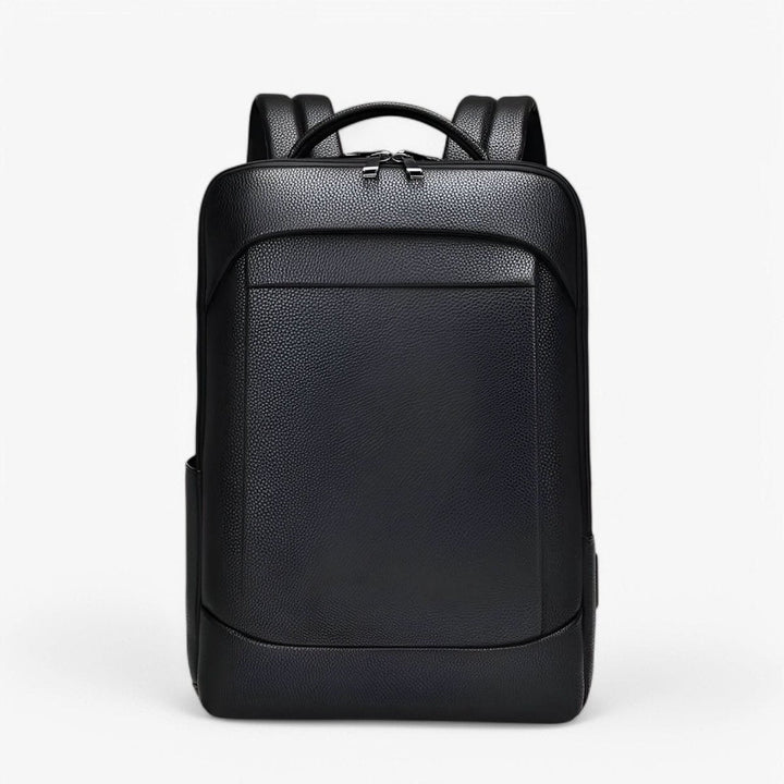 Kalsten | Elegant leather rucksack for men/women with USB port for laptop and everyday use, 15.6 inch, black