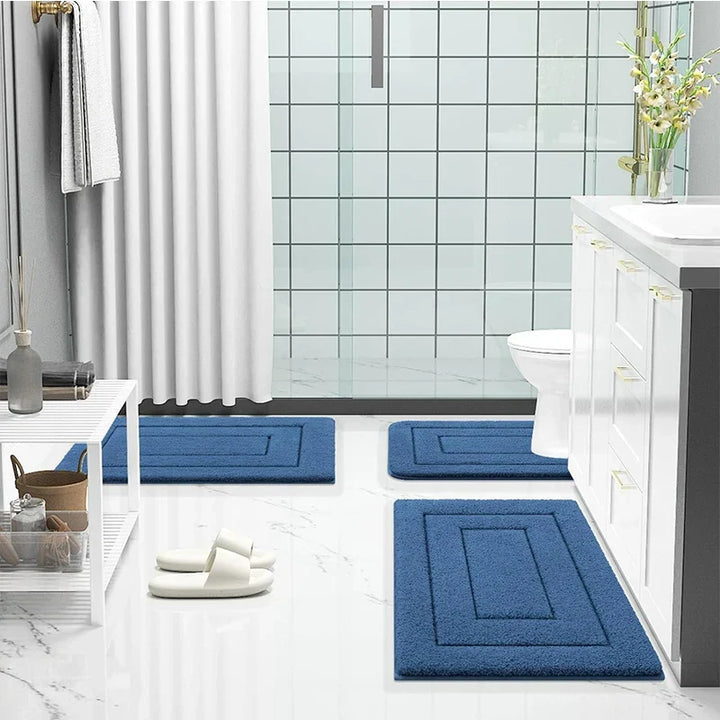 Bathroom Mat Microfiber Non-Slip – Double Layer Bath Mat | Highly Absorbent & Soft | Comfort Doormat | Kalsten
