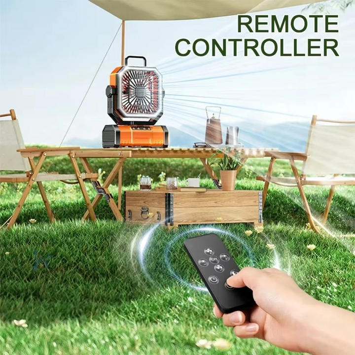 Rechargeable Camping Fan with 20000mAh Battery, 4 Speeds and LED Lantern | Kalsten