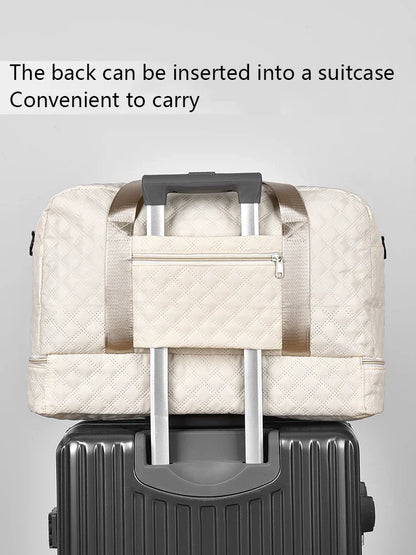 Brehn | Raumio TravelFlex Lightweight Travel Bag with Diamond Pattern | Large Sports & Weekend Bag with Shoe Compartment & Wet Compartment | Carry-on Compatible & Foldable