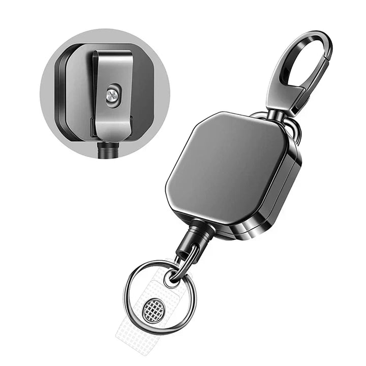 Retractable Metal Carabiner Keychain with Steel Cable