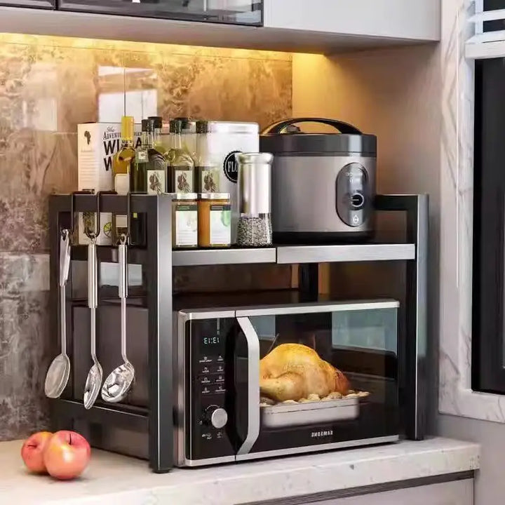 Kalsten | Carbon Steel Retractable Double-Layer Kitchen Shelf – Milo