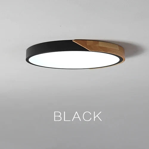 Modern LED Surface Mount Ceiling Light – Ultra-Thin Wooden Lighting Fixture with Remote Control for Living Room, Balcony, and Home Decor | Kalsten
