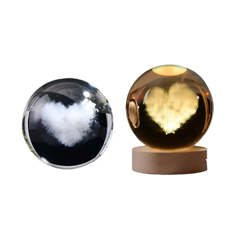 3D Crystal Night Light LED - Starry Sky Projector with Wooden Base, Romantic Lighting for Bedroom & Gifts | Kalsten