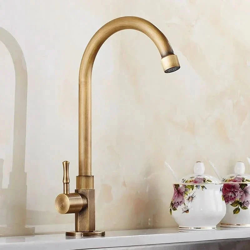 Kalsten | Antique brass swan neck tap for kitchen