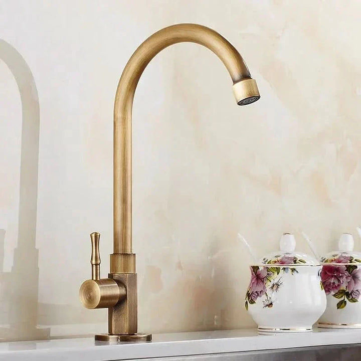Kalsten | Antique brass swan neck tap for kitchen