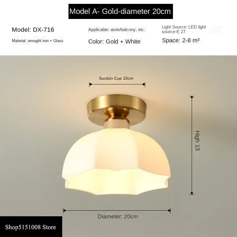 Ceramics Glass LED Corridor Ceiling Lamp for Aisle, Corridor, Cloakroom, Balcony Nordic E27 Acrylic Chandelier Rest Light Fixtures | Kalsten