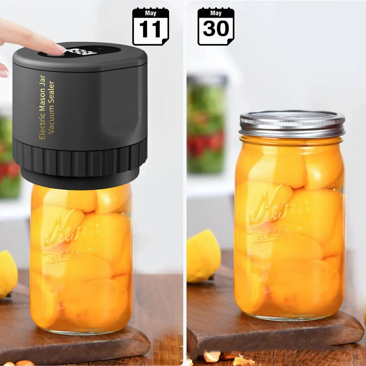 Skanto | Electric Mason Jar Vacuum Sealer Kit - Wireless Sealer for Wide & Regular Mouth Mason Jars - Ideal for Food Storage