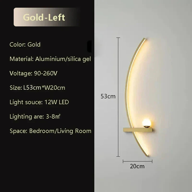 Modern LED Wall Lamp – Aluminium 53cm Long Strip Light for Bedroom, Living Room, Aisle, and Indoor Use – Dimmable with Remote Control | Kalsten