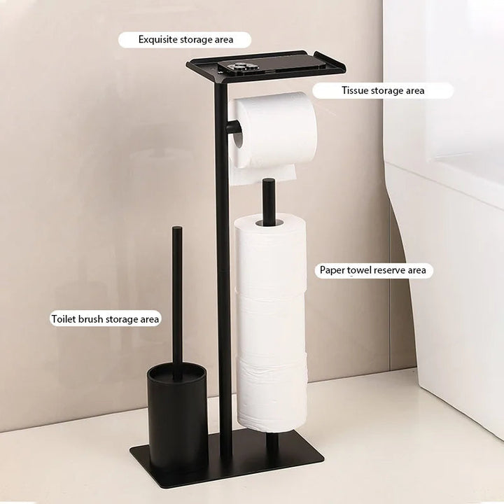 Toilet paper holder with brush & shelf | Kalsten