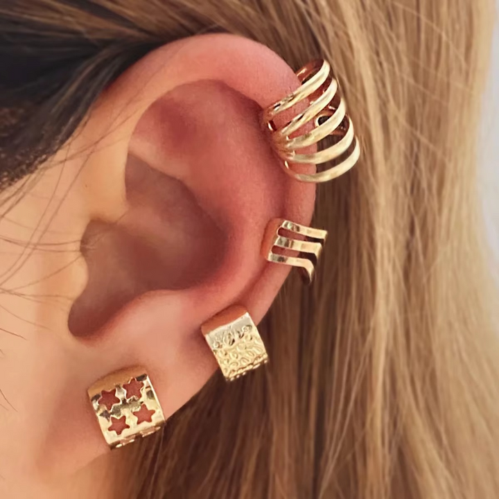 Kalsten | Elegant Gold Leaf Clip-On Ear Cuff Set for Women