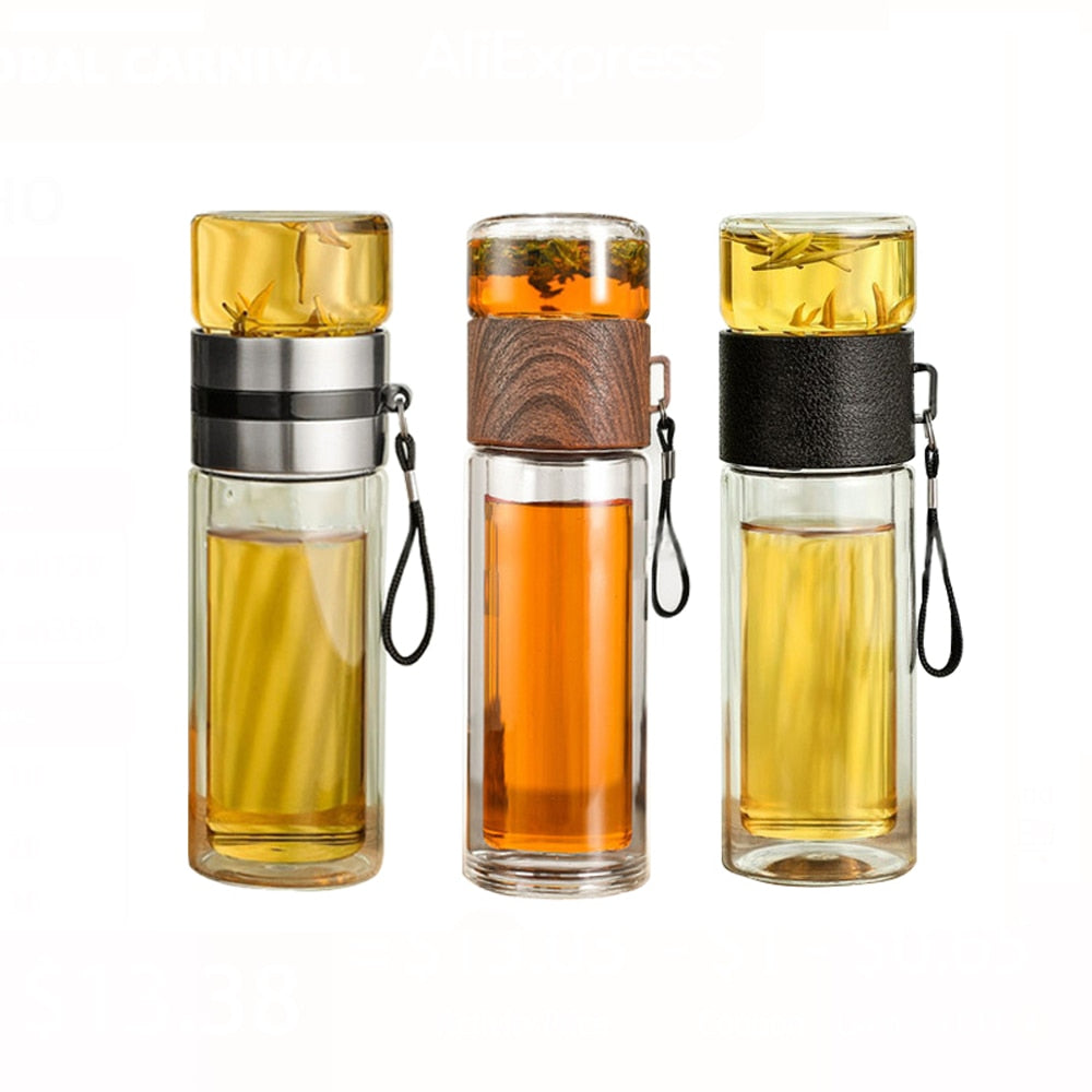 Skanto | 2i1 Double-Wall Thermal Smart Tea Glass Bottle