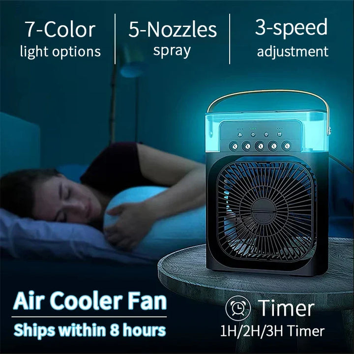 3-in-1 Mini Air Cooler Fan – Portable Household Air Conditioner with LED Night Light, Humidifier, and Adjustable Air for Home & Office | Kalsten