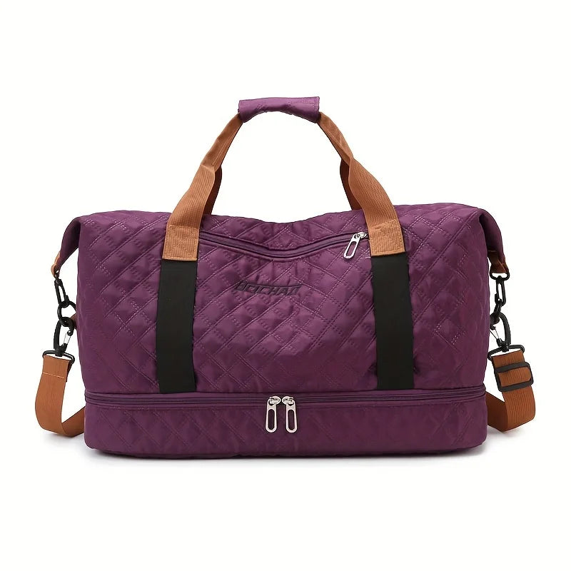 Kalsten | Travessia Travel Bag with Shoe Compartment | Large Capacity & Argyle Design | Nylon Weekender for Sports, Short Trips & Everyday Use