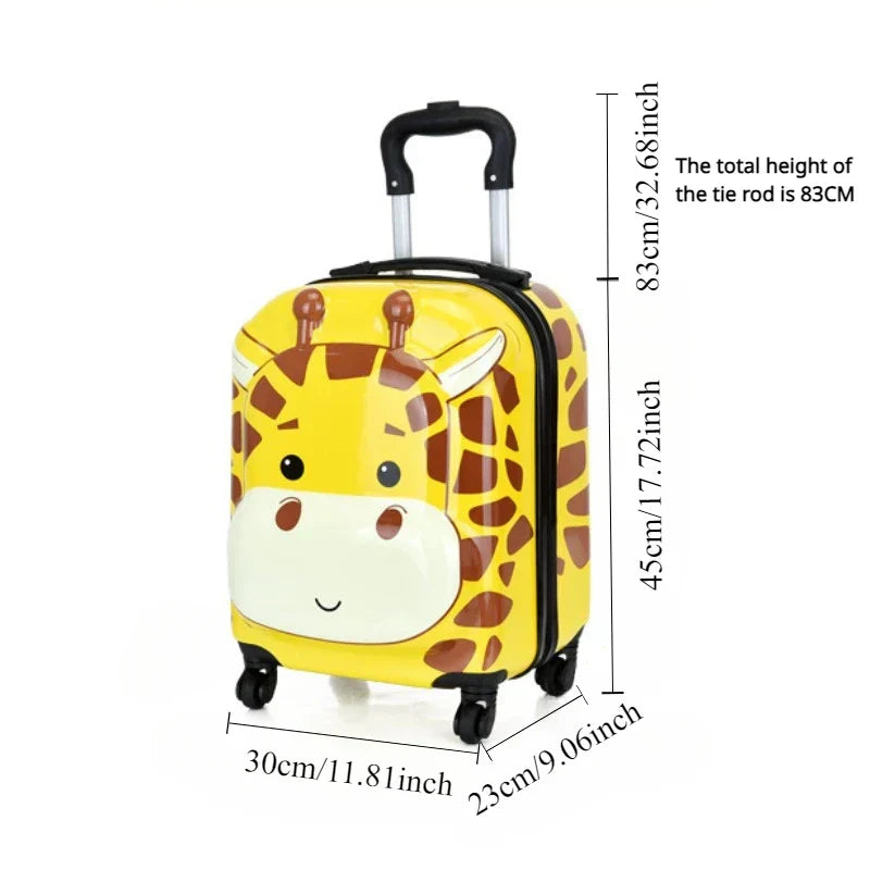 Sydney Kids Suitcase – 3D Animal Trolley with 360° Wheels and Adjustable Handle | Lightweight & Shockproof | Kalsten