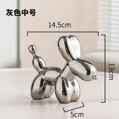BowLift | Nordic Ceramic Balloon Dog Sculpture Gold Animal Decorations Statue Living Room Ornaments Creative Desktop Ornament Home Decor