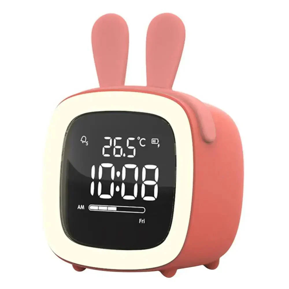 BowLift | Cartoon Bunny LED Alarm Clock with Night Light – Rechargeable, Cute Digital Display for Kids & Bedrooms