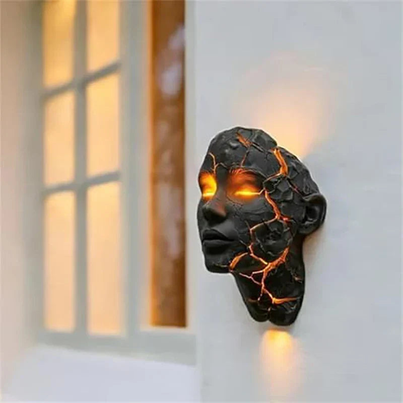 Volcanic Face Lava Crack Wall Art Lamp | Kalsten