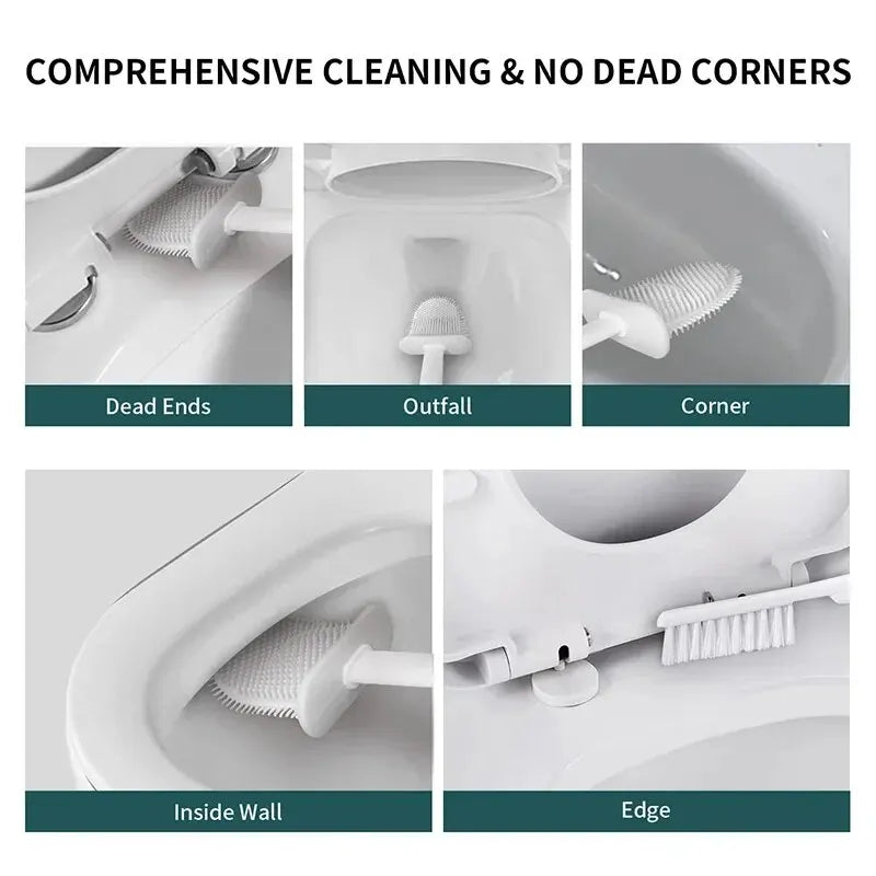 Kalsten | Toilet Brush HygieBrush DuoClean | 2-in-1 Silicone Toilet Brush Set with Wall Mount | Antibacterial & Space-Saving