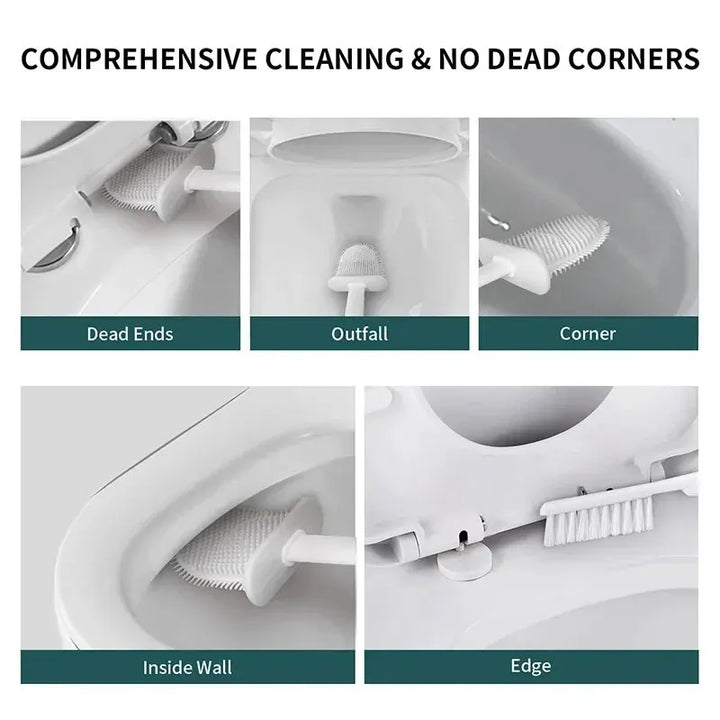 Kalsten | Toilet Brush HygieBrush DuoClean | 2-in-1 Silicone Toilet Brush Set with Wall Mount | Antibacterial & Space-Saving
