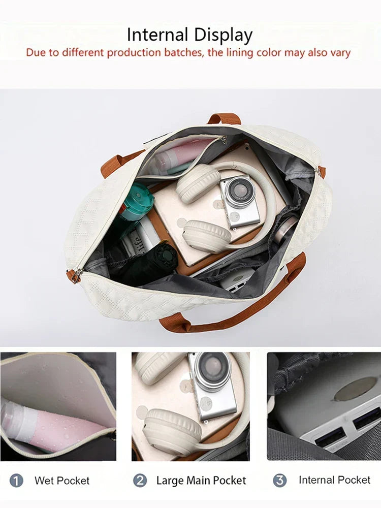 Kalsten | Travessia Travel Bag with Shoe Compartment | Large Capacity & Argyle Design | Nylon Weekender for Sports, Short Trips & Everyday Use