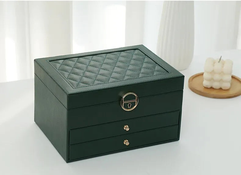 Lockable Multi-Layer Leather Jewelry Box Kalsten