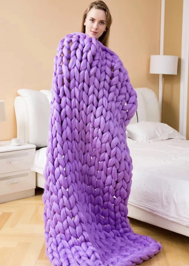 Kalsten | Chunky Knit Blanket – Cozy Wool Blanket for Every Room – Soft & Warm – Perfect for Sofa and Bed