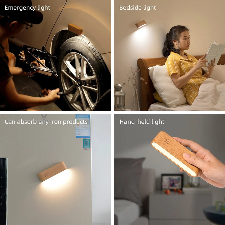 Rotatable Magnetic Wooden Rechargeable LED Night Lamp | Kalsten
