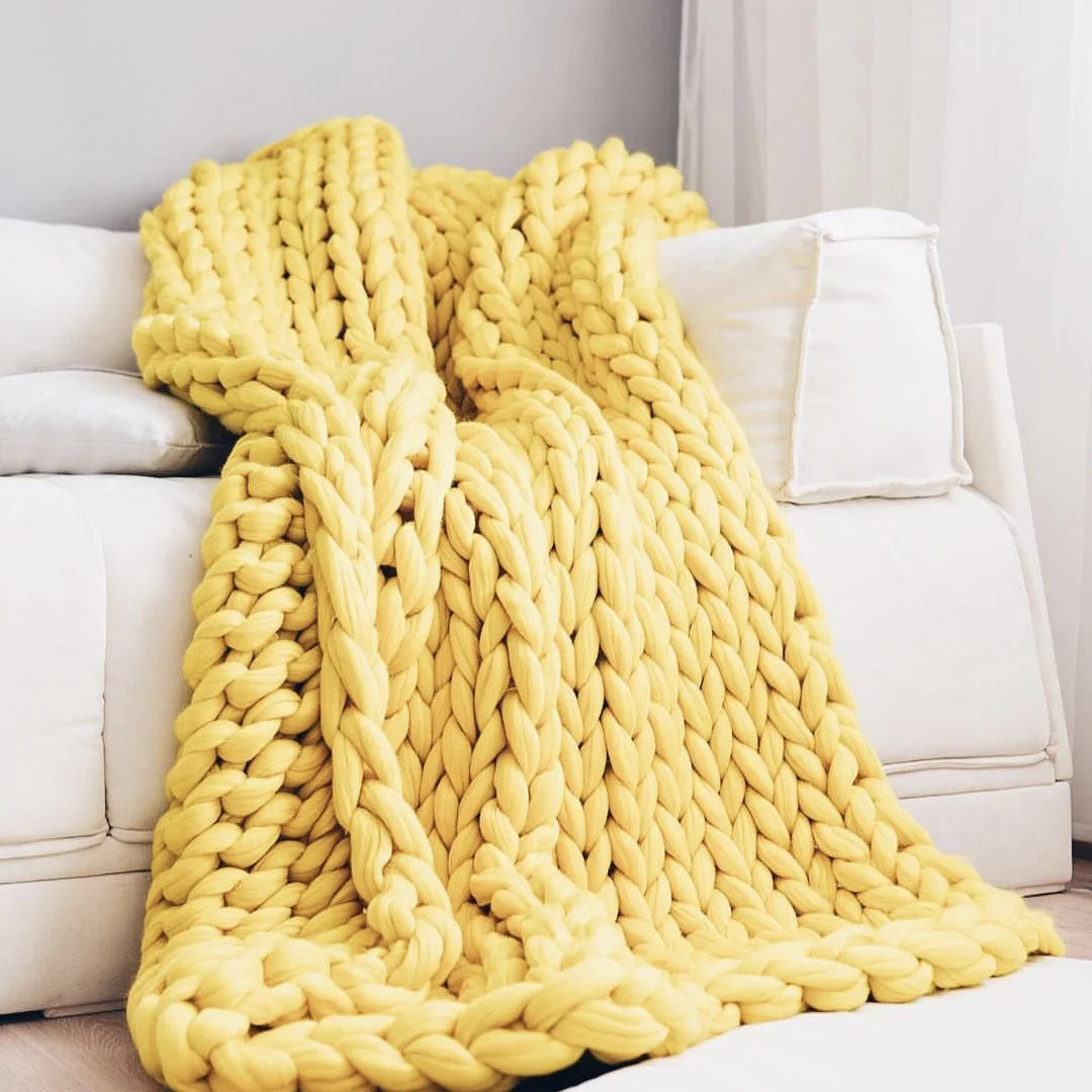 Kalsten | Chunky Knit Blanket – Cozy Wool Blanket for Every Room – Soft & Warm – Perfect for Sofa and Bed