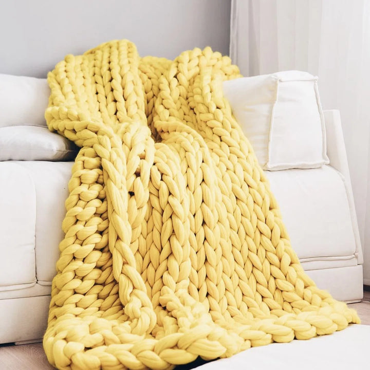 Kalsten | Chunky Knit Blanket – Cozy Wool Blanket for Every Room – Soft & Warm – Perfect for Sofa and Bed