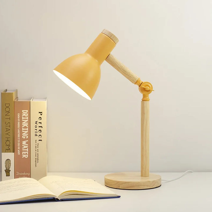 Creative Nordic Wooden Art LED Table Lamp – Adjustable Head & Eye Protection | Kalsten