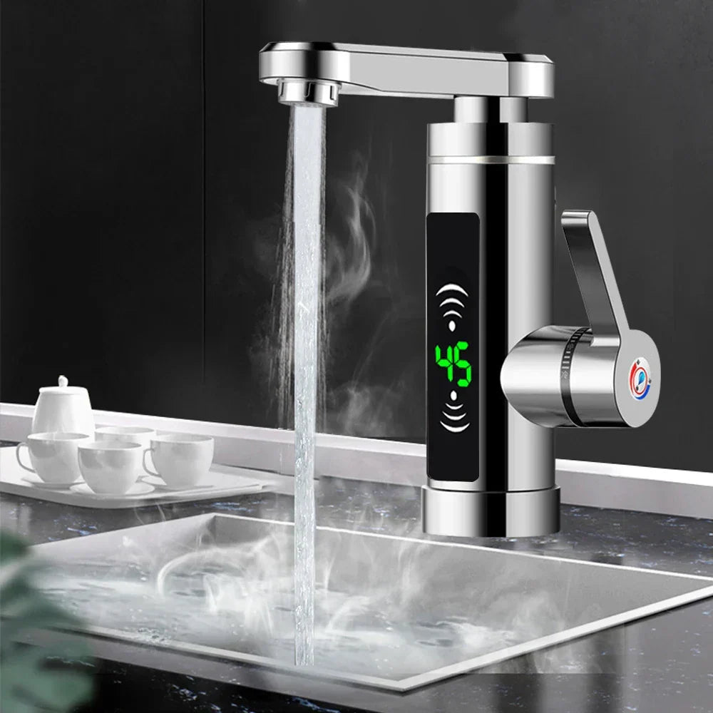 Kalsten | ThermoFlow 3000W Instant Heating Kitchen Tap with 360° Rotating Spout – Stainless Steel & Energy Efficient