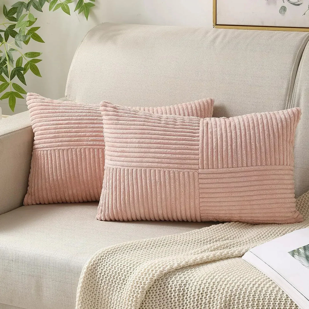 VelvetAura Cushion Cover - Stylish Striped Cushion Covers in Luxury Corduroy Set Kalsten
