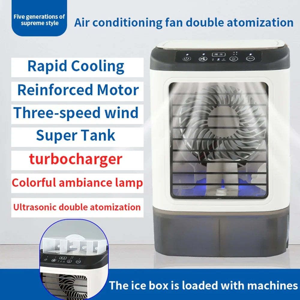 USB Portable Mini Air Conditioner Fan – 3-Speed Desktop Cooling Fan with LED Night Light, Air Cooler for Home, Office, and Camping | Kalsten