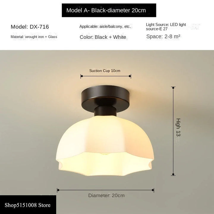 Ceramics Glass LED Corridor Ceiling Lamp for Aisle, Corridor, Cloakroom, Balcony Nordic E27 Acrylic Chandelier Rest Light Fixtures | Kalsten