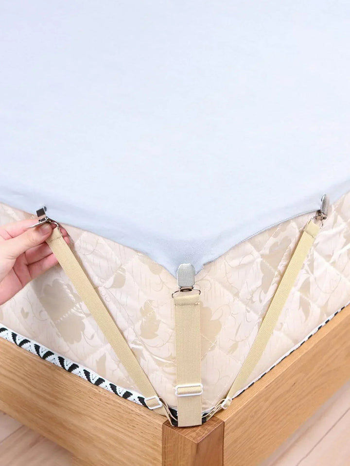 Kalsten | GRIPFIX Fitted Sheet Holder Set | 4-Pack Triangular Bed Sheet Straps | Adjustable & Non-slip – For Mattresses, Table Covers & Covers