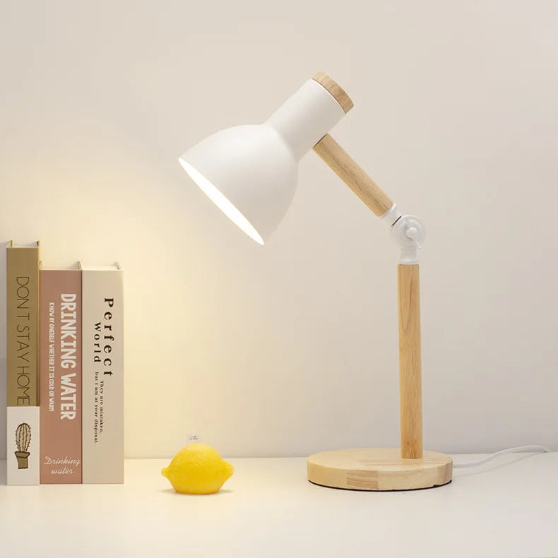 Creative Nordic Wooden Art LED Table Lamp – Adjustable Head & Eye Protection | Kalsten