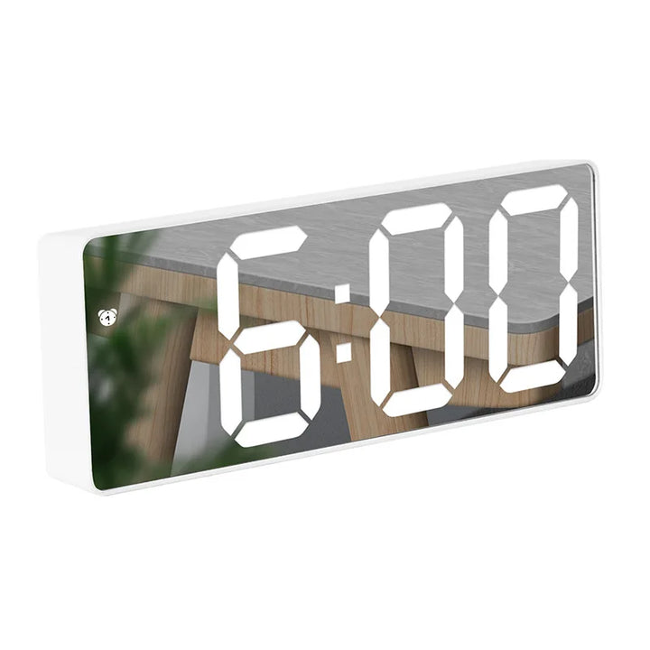 Modern Electronic Mirror Alarm Clock with LED Display, Alarm Function and Temperature Display – Stylish Digital Clock for Bedroom and Office | Kalsten