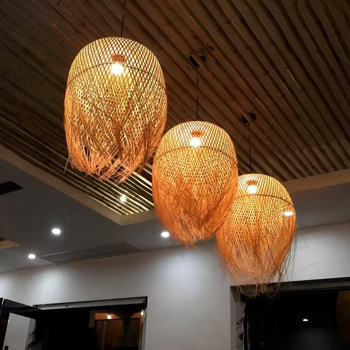 Handwoven Bamboo Hanging Lamp – Lighting for Tea Rooms, Restaurants, and Hotels | Kalsten