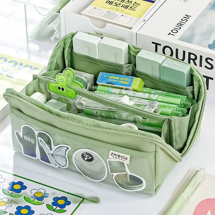 Kalsten | Pencil case KIDZORA CrystalBag | Transparent & Versatile | 10-pocket design | Large capacity for school & leisure