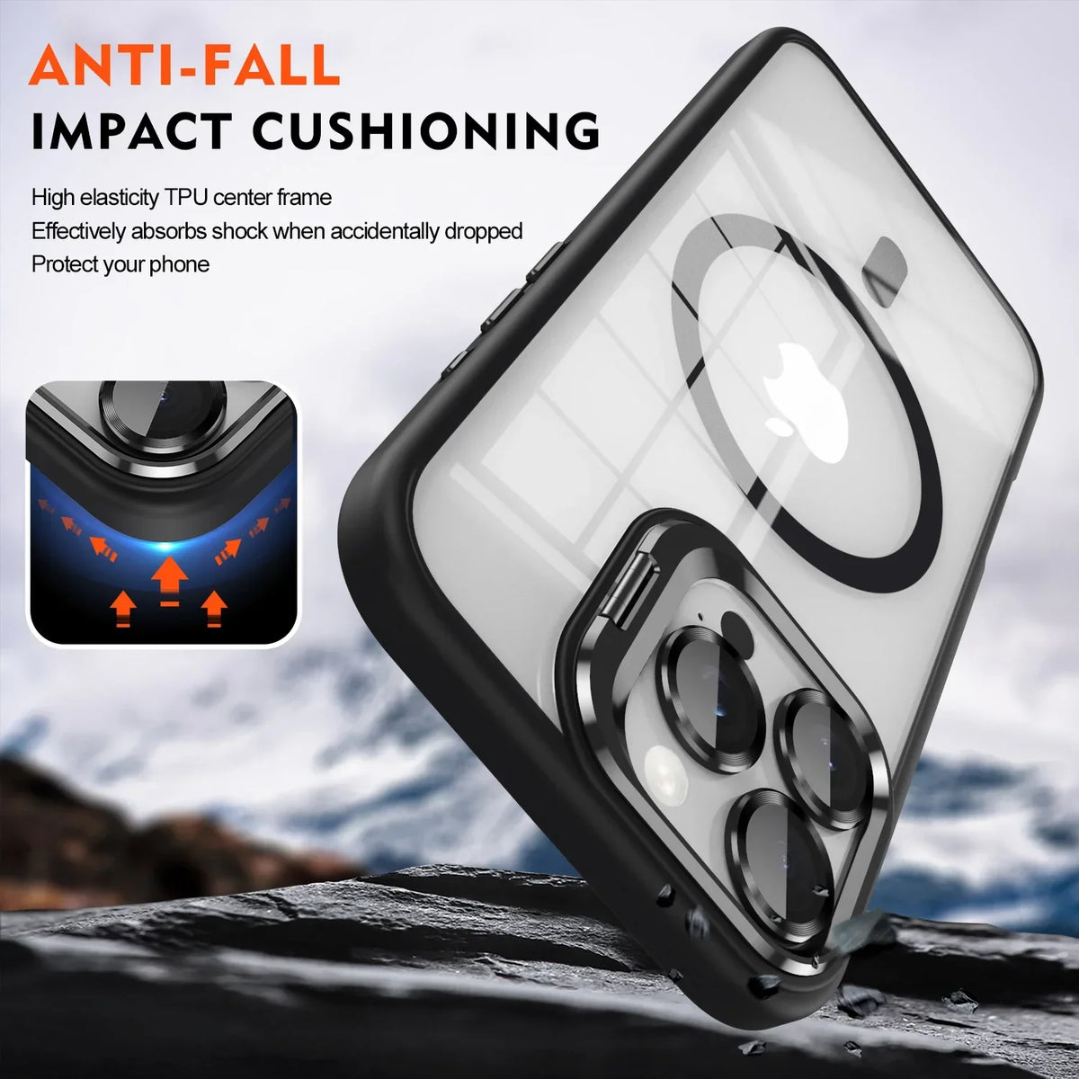 Skanto | Magnetic Shockproof Magsafe Phone Case Stand Glass Lens Protector Cover