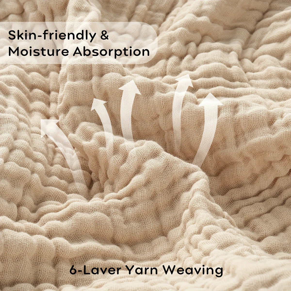 Skanto | CottonBreeze | Muslin Blanket 100% Cotton | 6-Layer, Breathable & Lightweight | For Sofa & Bed