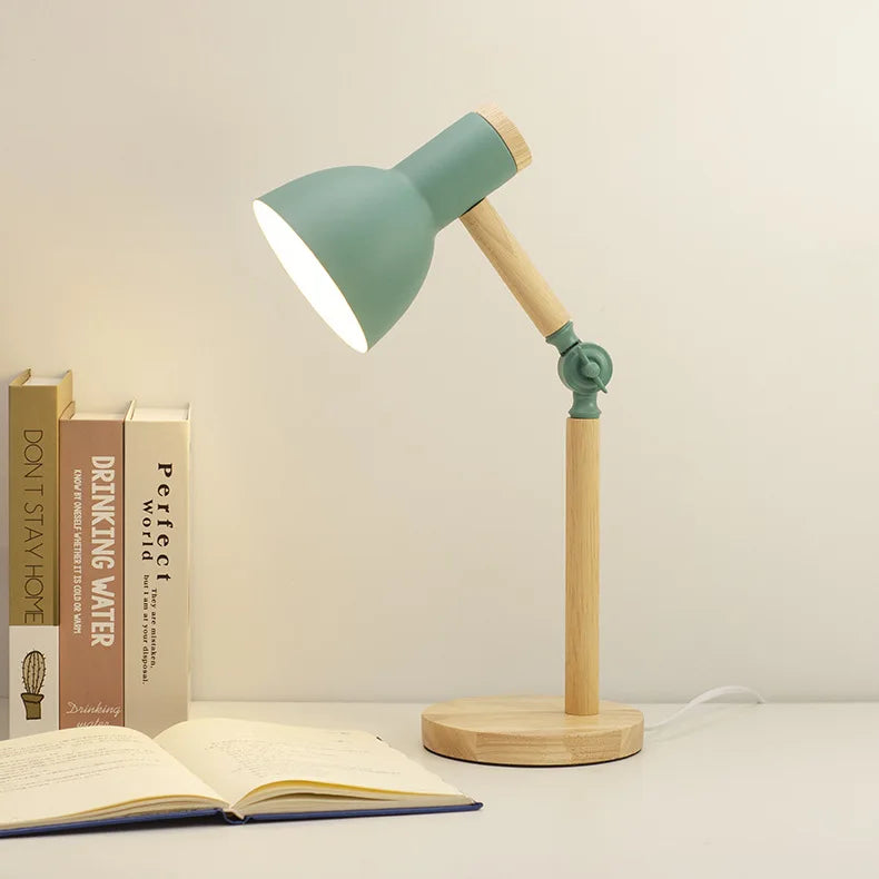 Creative Nordic Wooden Art LED Table Lamp – Adjustable Head & Eye Protection | Kalsten