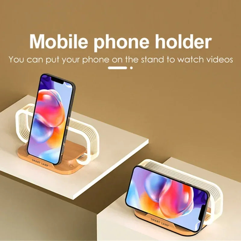 LumiCharge Touch | LED Table Lamp with Wireless Charger | Dimmable & Touch Control | Qi Fast Charging Function | Wood Look | Kalsten