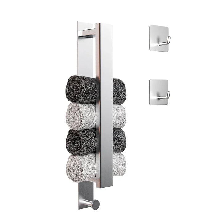 Modern Self-Adhesive Towel Rack - in Silver and Black Kalsten