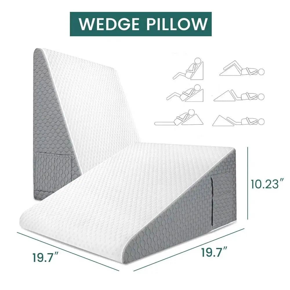 Skanto | Memory Foam Wedge Pillow: Elevated Triangular Pillow for Sleeping, Heartburn, Post-Surgery - Bedroom, Dorm, Office Use