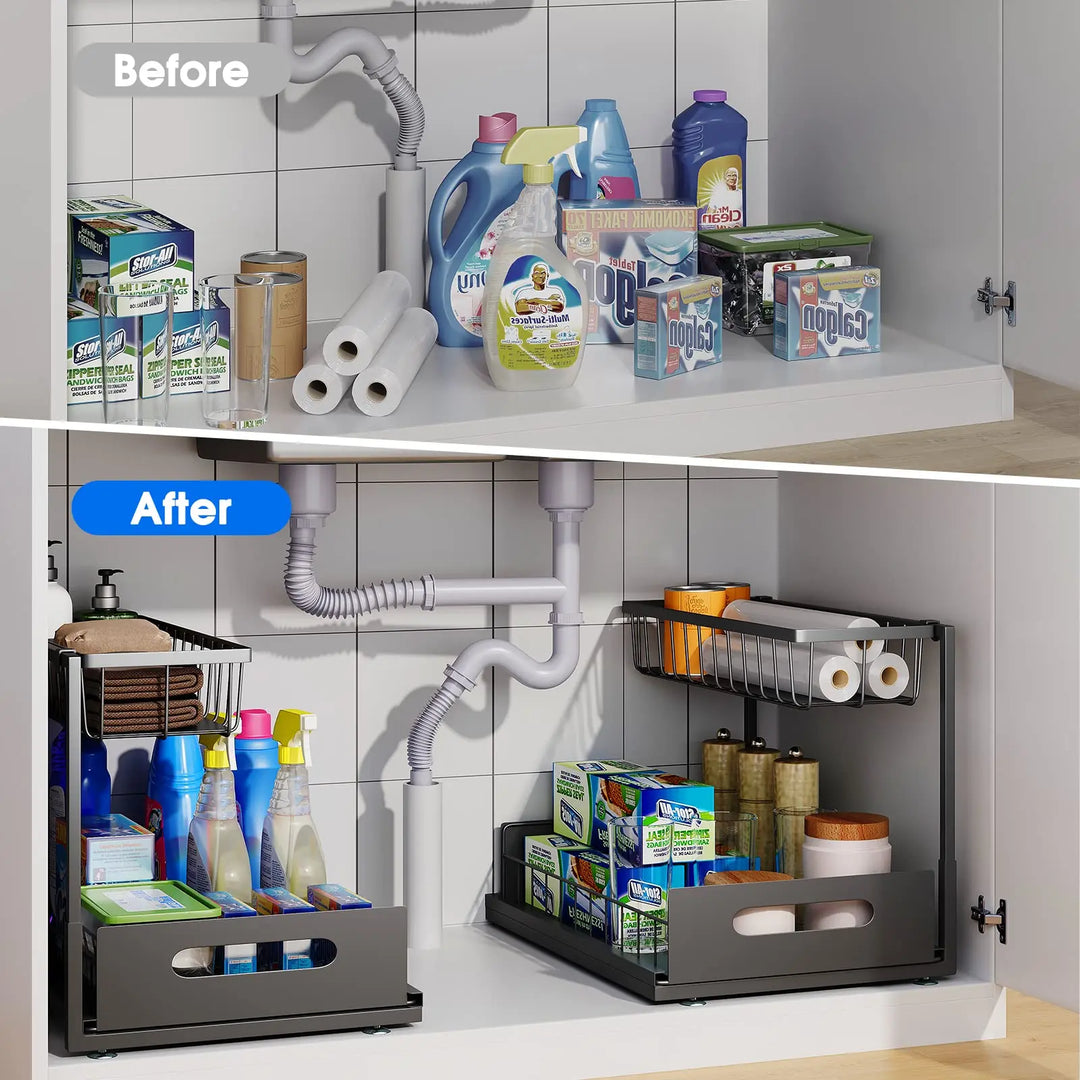 Kalsten | 2-Tier Under Sink Sliding Cabinet Organiser – Arlo