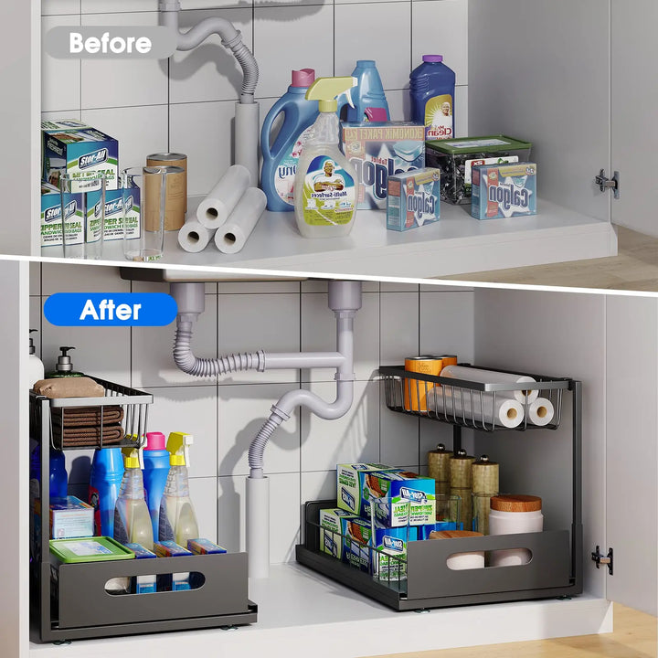 Kalsten | 2-Tier Under Sink Sliding Cabinet Organiser – Arlo