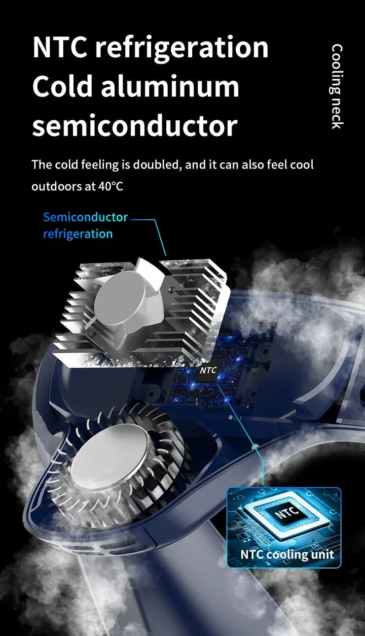 Portable Neck Fan 5200mAh – Rechargeable Wearable Semiconductor Cooling Fan, Personal Outdoor Neck Air Conditioner | Kalsten