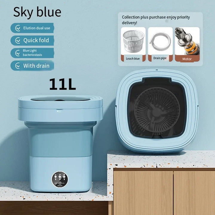 Compact Folding Ultrasonic Travel Laundry Washing Machine | Kalsten